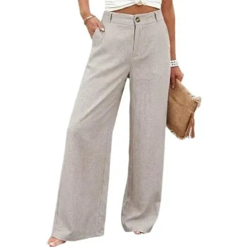 💝💝LAST 2 DAYS⚡- Women's Casual High Waist Linen Wide Leg Trousers