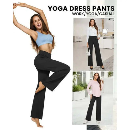 💝💝Women's High-Waist Wide Leg Pants – Business Casual Yoga Dress Pants with Pockets