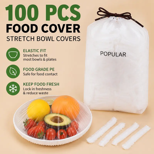 100PCS Stretch Food Covers – Quick & Easy Food Storage