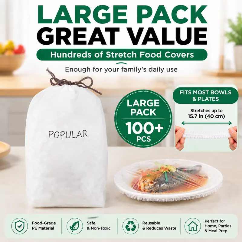 100PCS Stretch Food Covers – Quick & Easy Food Storage