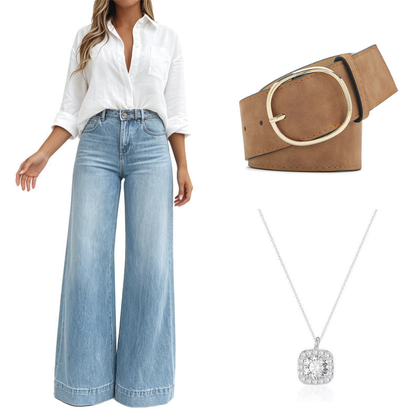 Women's High-Waisted Vintage Wash Wide-Leg Jeans
