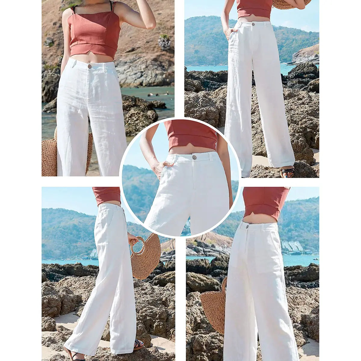 💝💝LAST 2 DAYS⚡- Women's Casual High Waist Linen Wide Leg Trousers