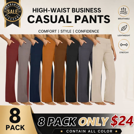 💝💝Women's High-Waist Wide Leg Pants – Business Casual Yoga Dress Pants with Pockets