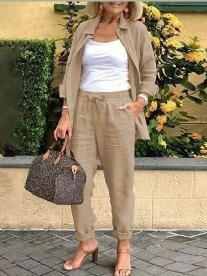 Relaxed Fit Blazer & Cropped Pants Set – 2 Piece Casual Suit