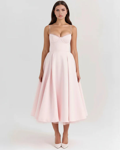 Women's Elegant Sweetheart Neck Midi Dress