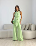Women's Elegant Wide Leg Jumpsuit With Waist Tie