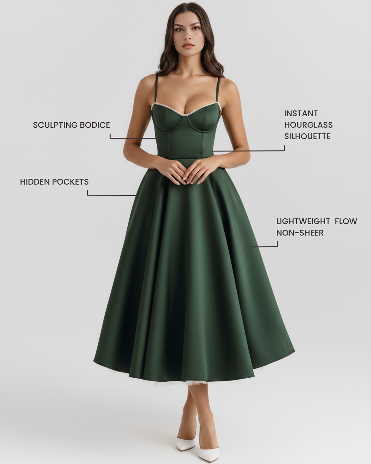 Women's Elegant Sweetheart Neck Midi Dress