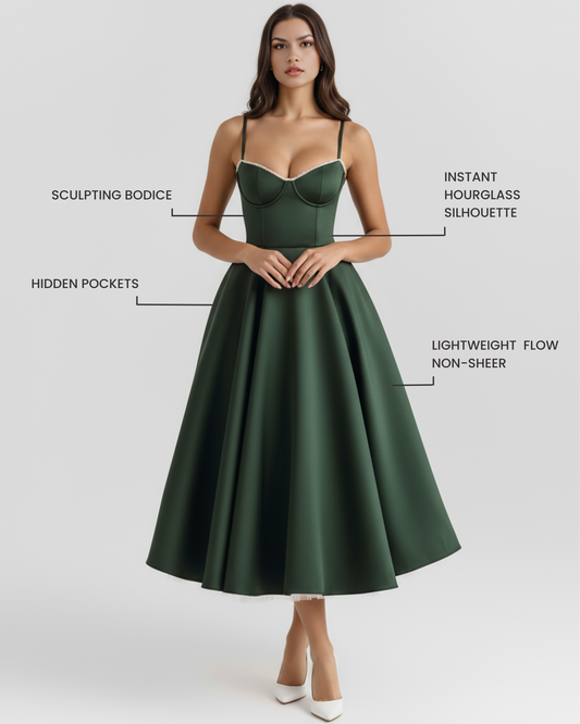 Women's Elegant Sweetheart Neck Midi Dress