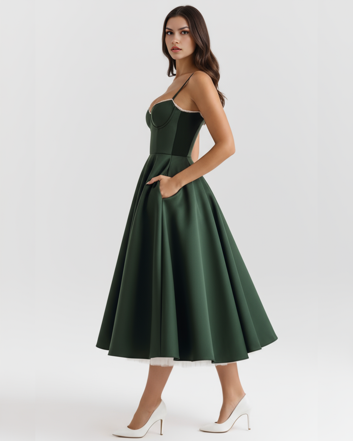Women's Elegant Sweetheart Neck Midi Dress