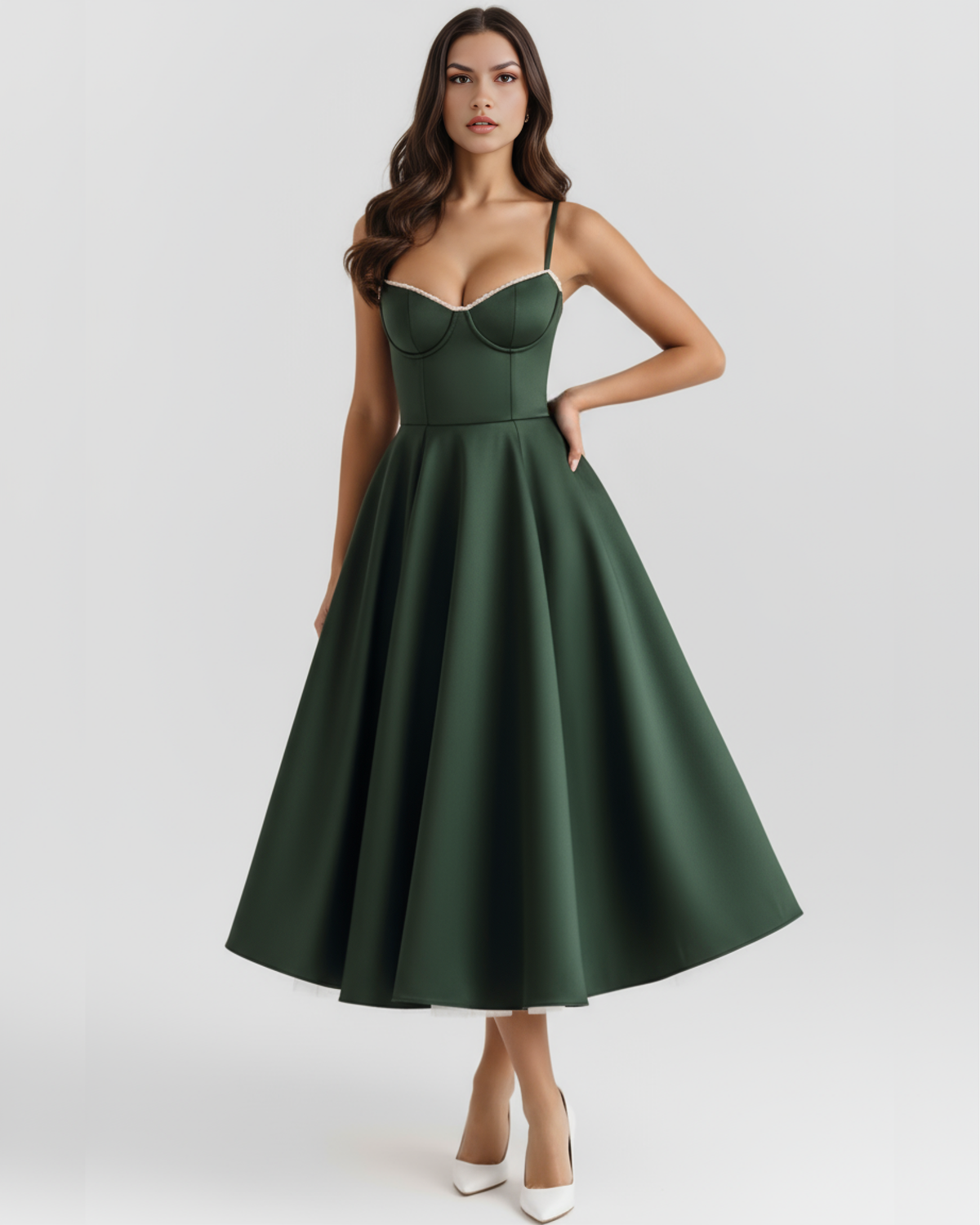 Women's Elegant Sweetheart Neck Midi Dress