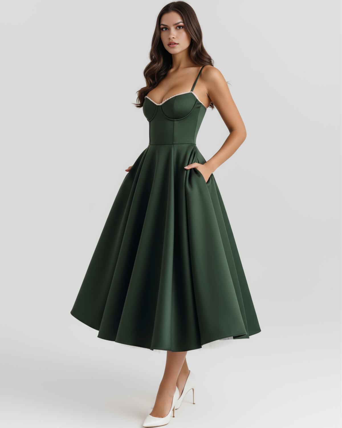 Women's Elegant Sweetheart Neck Midi Dress