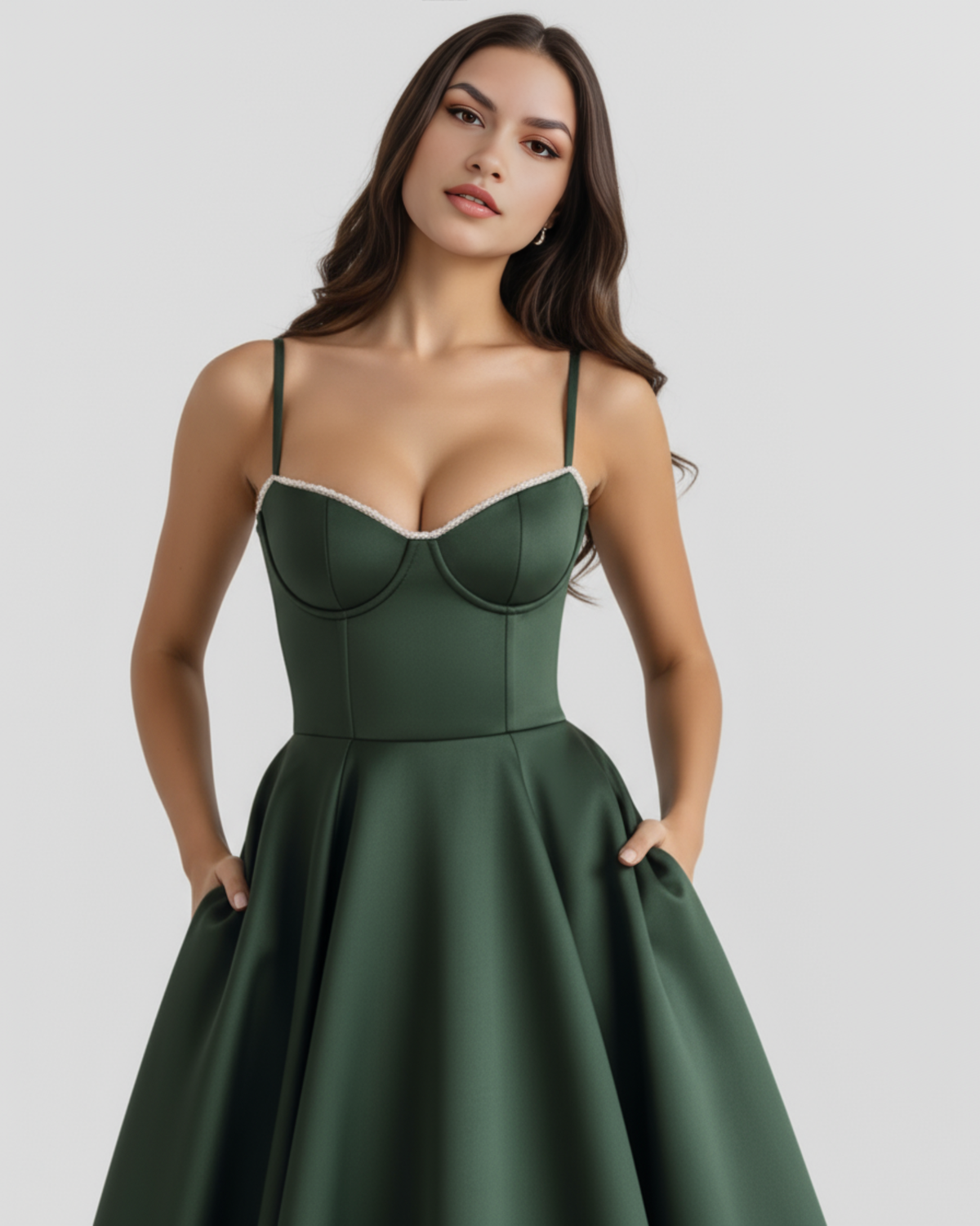 Women's Elegant Sweetheart Neck Midi Dress