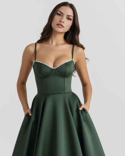 Women's Elegant Sweetheart Neck Midi Dress