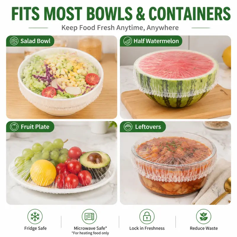 100PCS Stretch Food Covers – Quick & Easy Food Storage