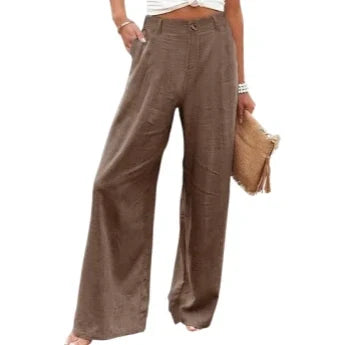 💝💝LAST 2 DAYS⚡- Women's Casual High Waist Linen Wide Leg Trousers