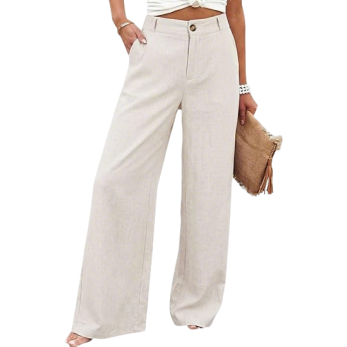 💝💝LAST 2 DAYS⚡- Women's Casual High Waist Linen Wide Leg Trousers