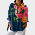Women's Colorful Floral Print Button Front Blouse