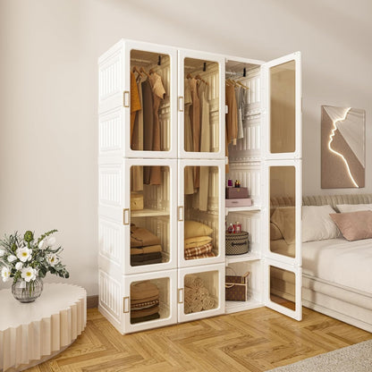 🏠Portable Wardrobe Closet With Transparent Doors（🎁Special Sale—Free Shipping）