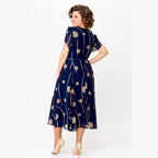 Women's Vintage Print Midi Dress