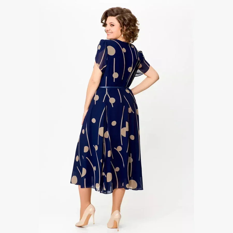 Women's Vintage Print Midi Dress
