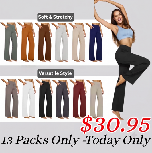 💝💝Women's High-Waist Wide Leg Pants – Business Casual Yoga Dress Pants with Pockets