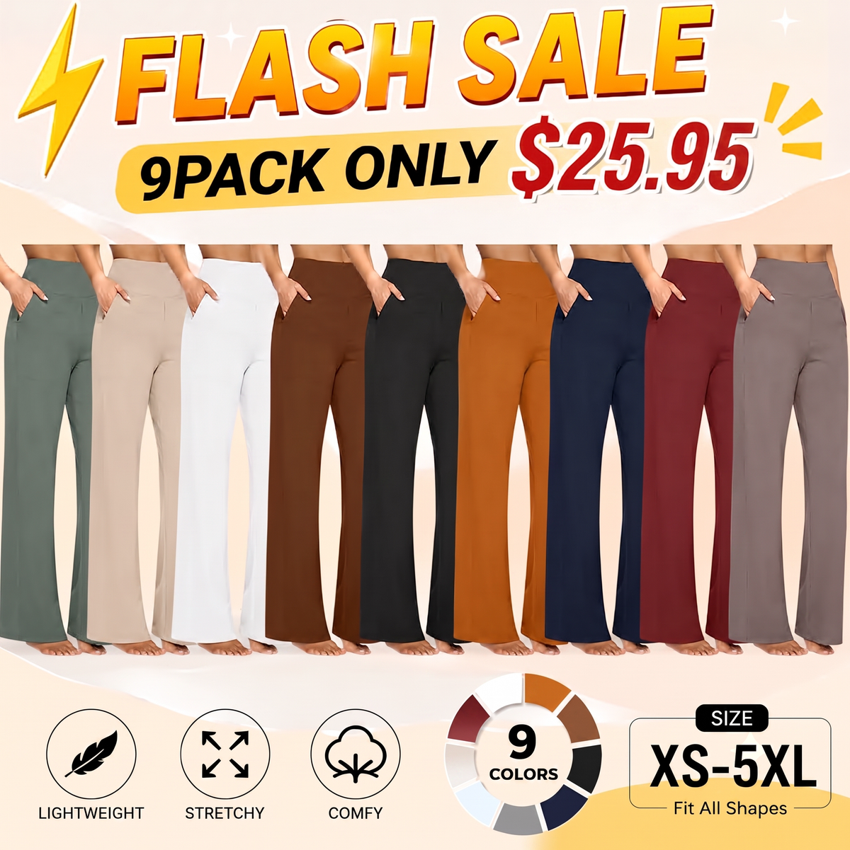 💝💝Women's High-Waist Wide Leg Pants – Business Casual Yoga Dress Pants with Pockets
