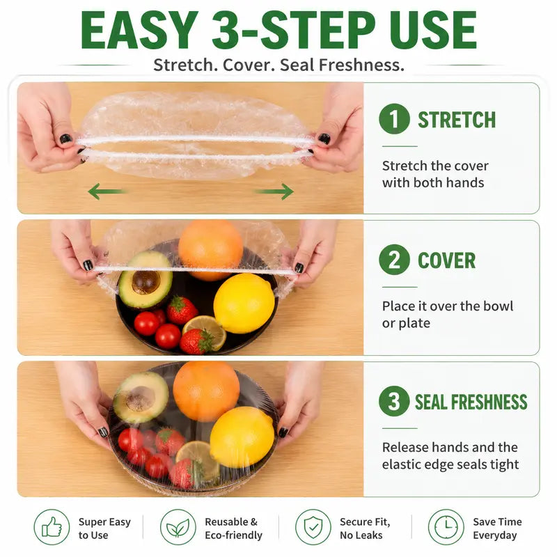 100PCS Stretch Food Covers – Quick & Easy Food Storage