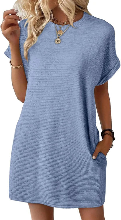Striped V-Neck Midi Dress with Pockets – 2026 Summer Breathable Fabric