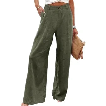 💝💝LAST 2 DAYS⚡- Women's Casual High Waist Linen Wide Leg Trousers