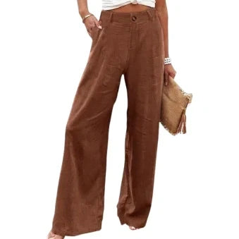💝💝LAST 2 DAYS⚡- Women's Casual High Waist Linen Wide Leg Trousers