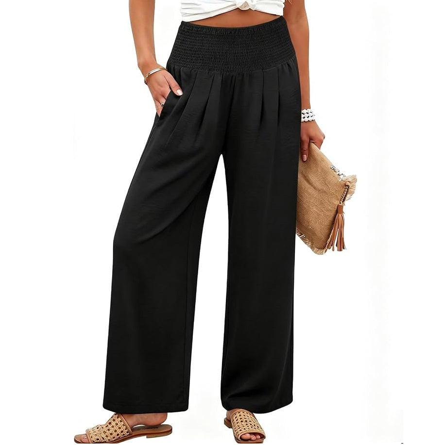 💝💝Women’s Linen Wide Leg Palazzo Pants – High Waist Boho Beach Vacation Lounge Pants