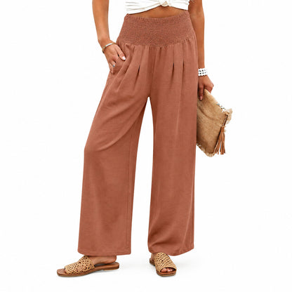 💝💝Women’s Linen Wide Leg Palazzo Pants – High Waist Boho Beach Vacation Lounge Pants
