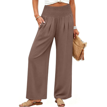 💝💝Women’s Linen Wide Leg Palazzo Pants – High Waist Boho Beach Vacation Lounge Pants