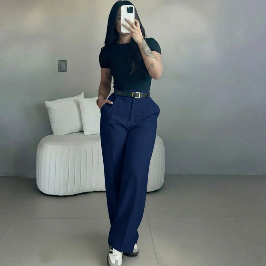 💝💝Women's High Waisted Straight Leg Suit Pants Flowy Drape Casual Office Long Trousers with Slimming Effect for Daily Versatile Wear
