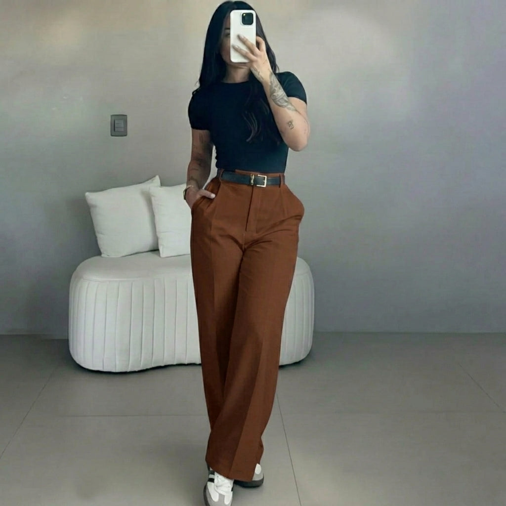 💝💝Women's High Waisted Straight Leg Suit Pants Flowy Drape Casual Office Long Trousers with Slimming Effect for Daily Versatile Wear