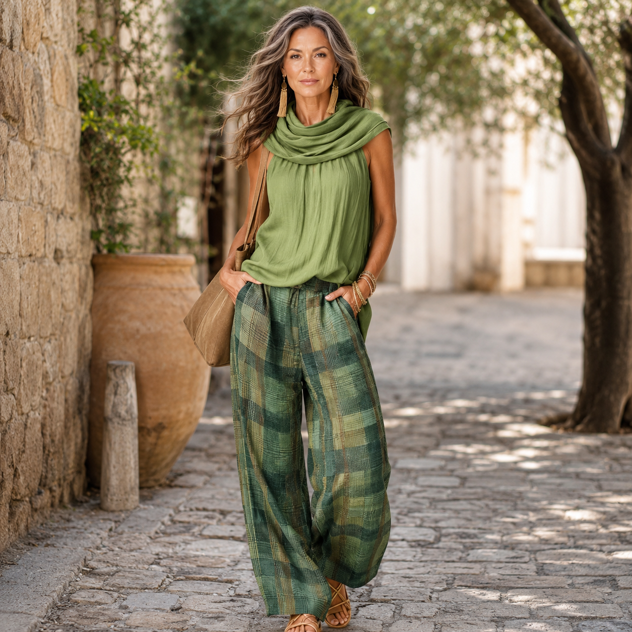 Women's Relaxed Two Piece Wide Leg Pants Set