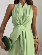 Women's Elegant Wide Leg Jumpsuit With Waist Tie