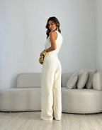 Women's Elegant Wide Leg Jumpsuit With Waist Tie