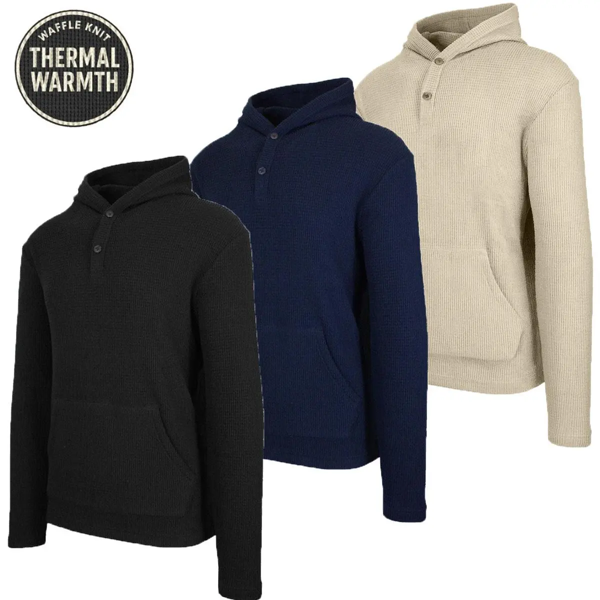 💝💝Men's Multi Waffle Knit Pullover Hoodie