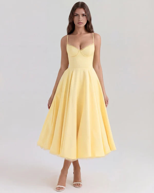 Women's Elegant Sweetheart Neck Midi Dress