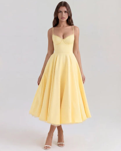 Women's Elegant Sweetheart Neck Midi Dress