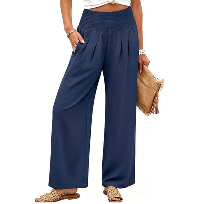 💝💝Women’s Linen Wide Leg Palazzo Pants – High Waist Boho Beach Vacation Lounge Pants