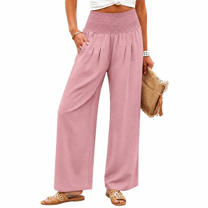 💝💝Women’s Linen Wide Leg Palazzo Pants – High Waist Boho Beach Vacation Lounge Pants