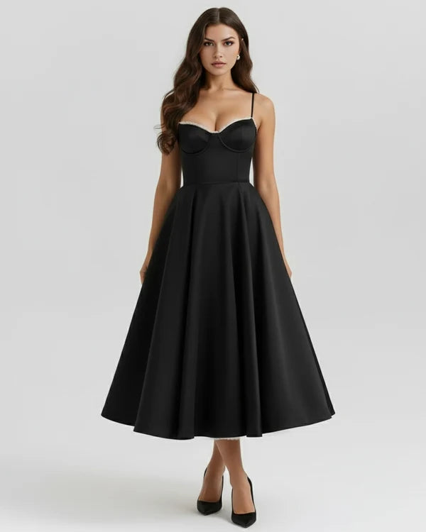 Women's Elegant Sweetheart Neck Midi Dress