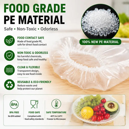 100PCS Stretch Food Covers – Quick & Easy Food Storage