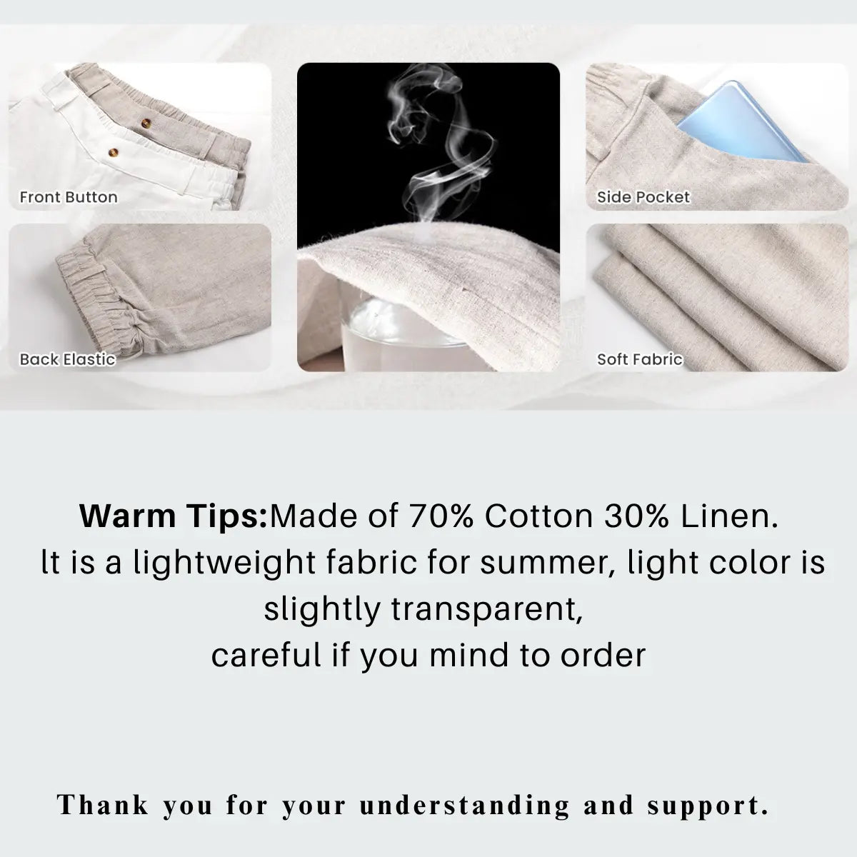 💝💝LAST 2 DAYS⚡- Women's Casual High Waist Linen Wide Leg Trousers