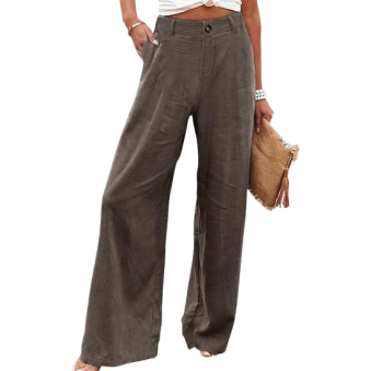 💝💝LAST 2 DAYS⚡- Women's Casual High Waist Linen Wide Leg Trousers