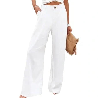 💝💝LAST 2 DAYS⚡- Women's Casual High Waist Linen Wide Leg Trousers