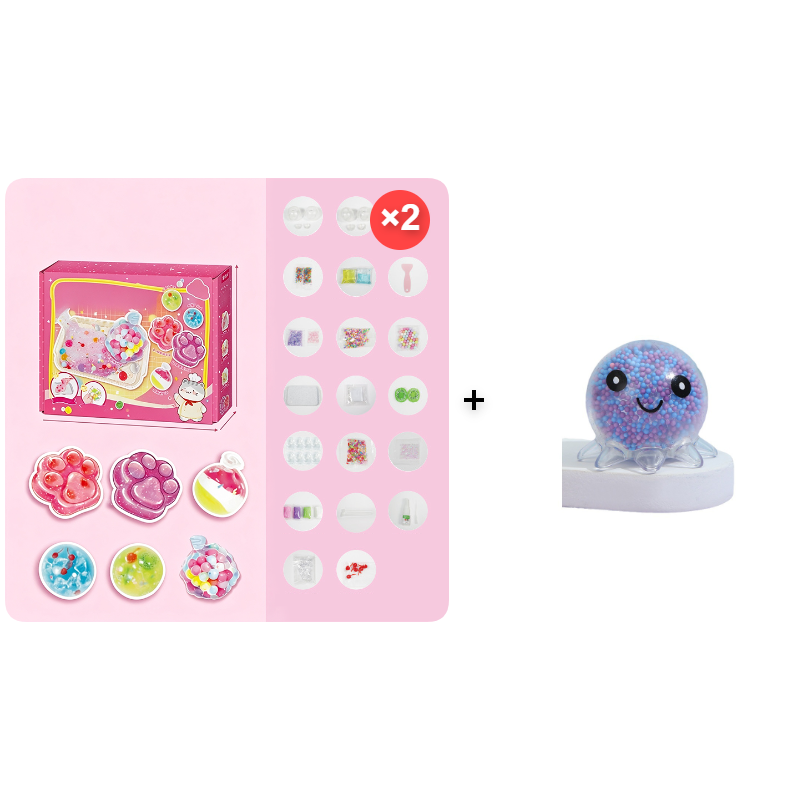 DIY Crystal Squishy Toy Kit – Cute Paw & Dessert Craft Set