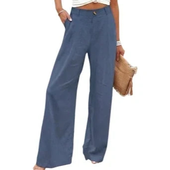 💝💝LAST 2 DAYS⚡- Women's Casual High Waist Linen Wide Leg Trousers